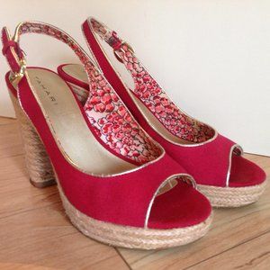Tahari Fuchsia Espadrille Platform Sandal